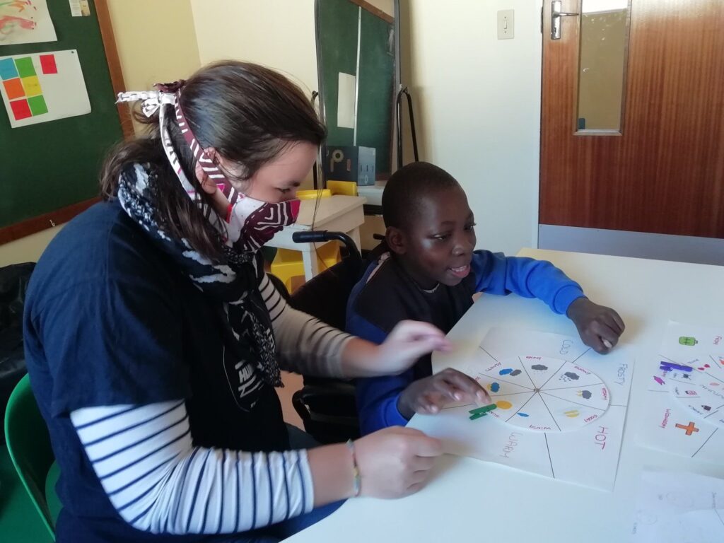 Volunteer with child